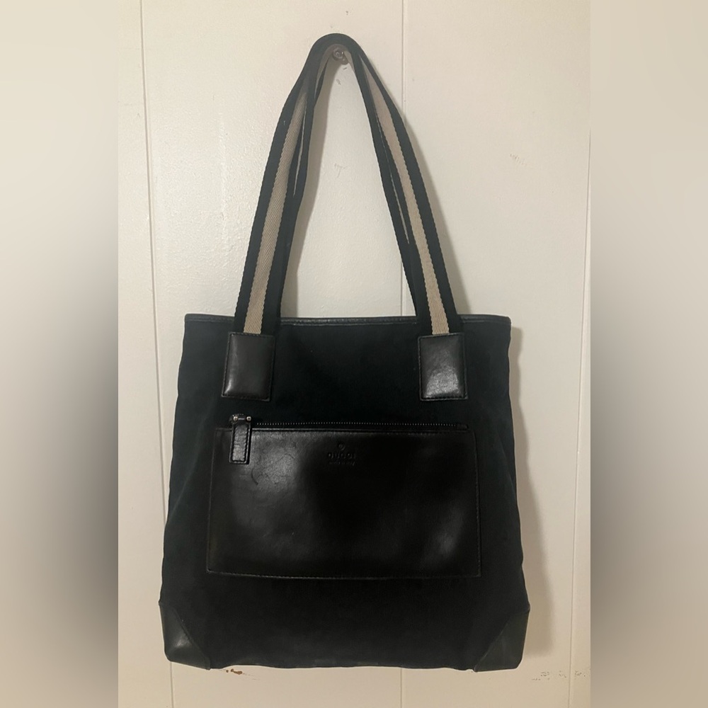 Authentic Gucci blk monogram mini shoulder tote